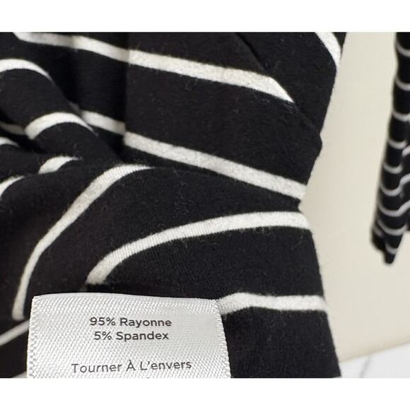 Talbots Stripe Top L Black White Stretch 3/4 Sleeve - Picture 4 of 5
